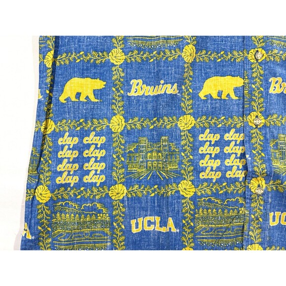 UCLA Bruins Reyn Spooner Blue Button Front Woven Shirt Hawaiian SS Sz 2XL NWT - Picture 3 of 13